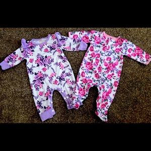 Two baby girl flower onesies
